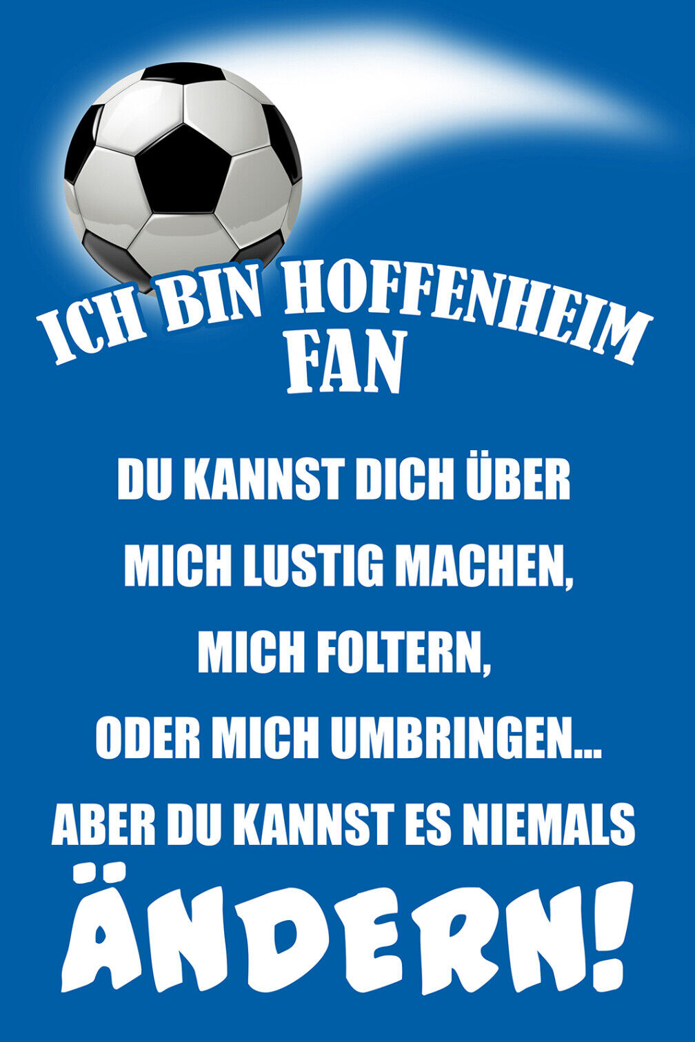 Schild Spruch Ich bin Hoffenheim-Fan Kannst es niemals ändern Fußball JW