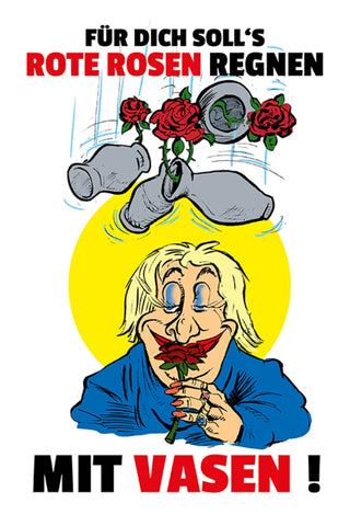 Schild Spruch Für Dich soll's rote Rosen regnen Mit Vasen Frauen JW