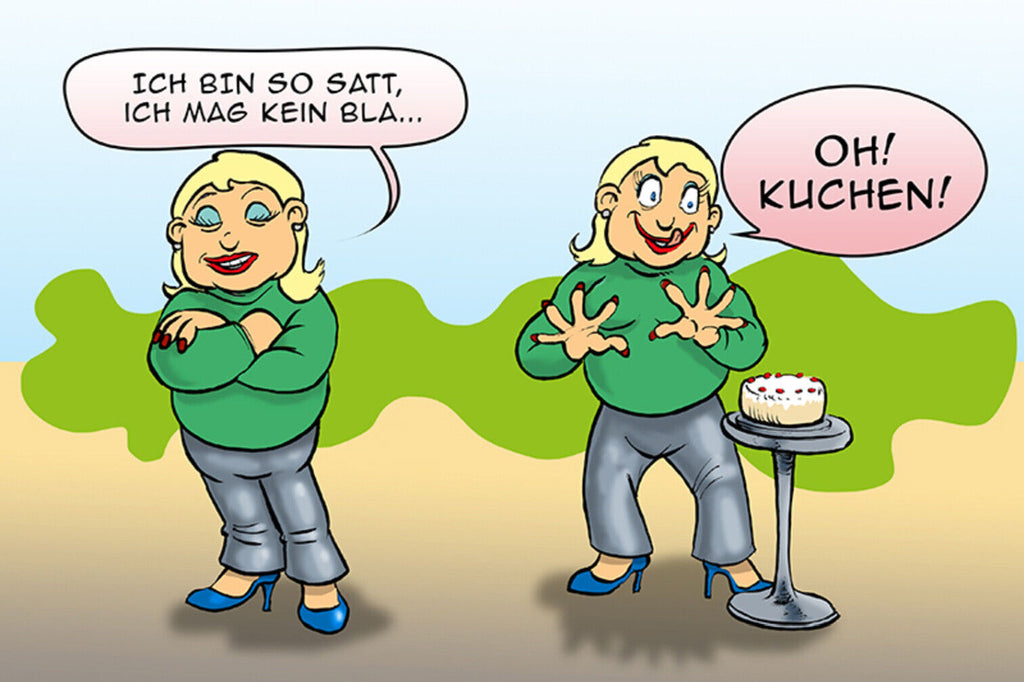 Schild Spruch Ich bin so satt ich mag kein Bla Oh Kuchen Frauen Essen JW