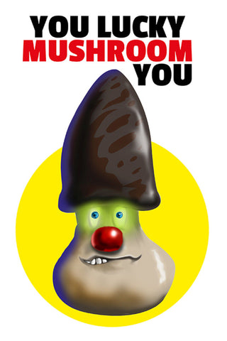 Schild Spruch You Lucky Mushroom you Du Glückspilz du Bad English JW