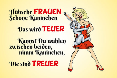 Schild Spruch Hübsche Frauen Schöne Kaninchen kannst du wählen nimm Kaninchen JW