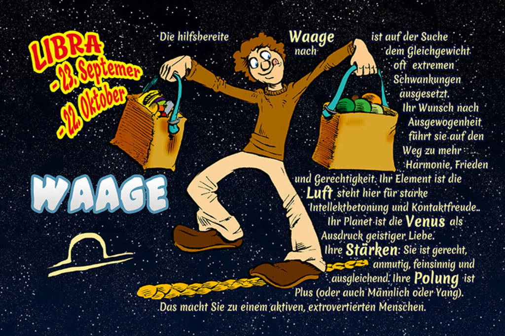 Schild Spruch Sternzeichen Waage JW