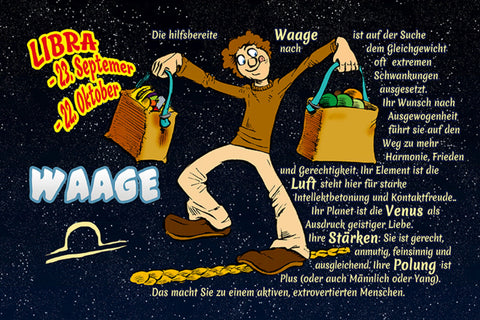 Schild Spruch Sternzeichen Waage JW