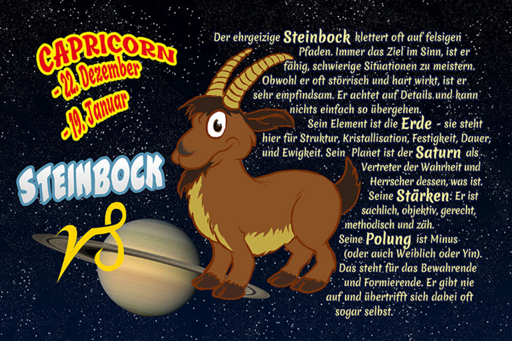 Schild Spruch Sternzeichen Steinbock JW