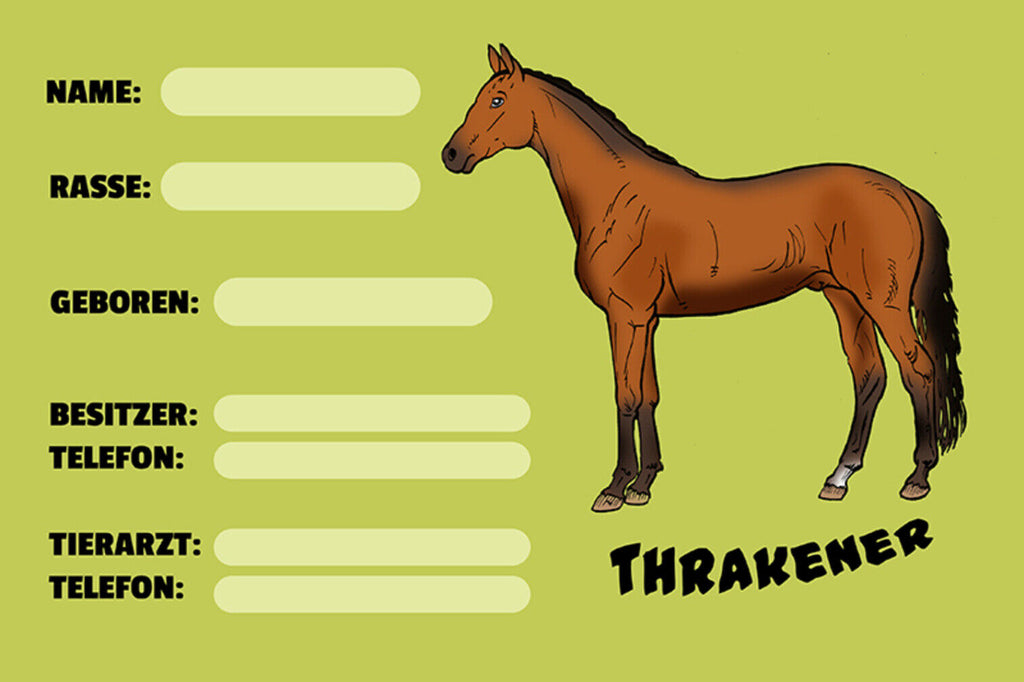 Schild Spruch Thrakener Pferd Steckbrief JW