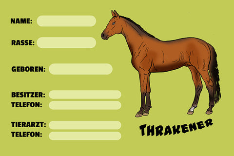 Schild Spruch Thrakener Pferd Steckbrief JW
