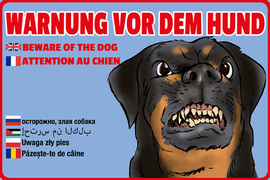 Schild Spruch Warnung vor dem Hund versch Sprachen JW