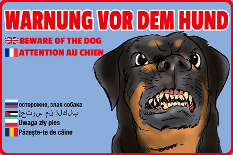 Schild Spruch Warnung vor dem Hund versch Sprachen JW