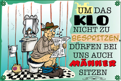 Schild Spruch Um Klo nicht zu bespritzen dürfen Männer sitzen Toilette Regeln JW
