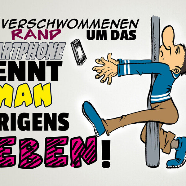 Schild Spruch Verschwommenen Rand um das Smartphone nennt man Leben Nerd JW