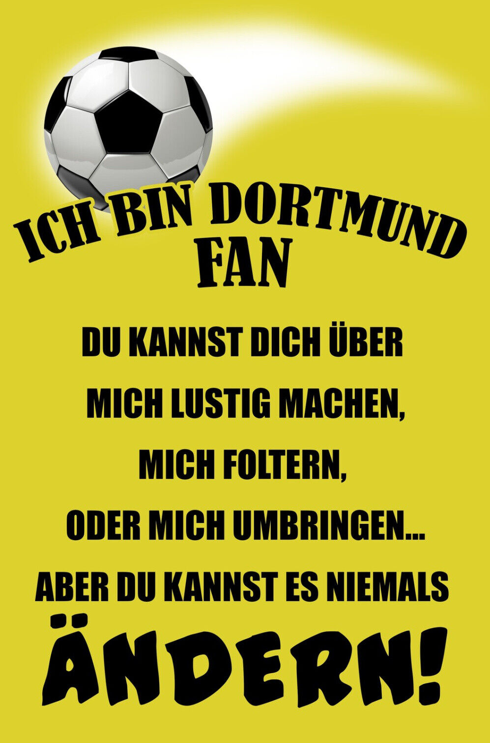 Schild Spruch Ich bin Dortmund-Fan Kannst es niemals ändern Fußball JW