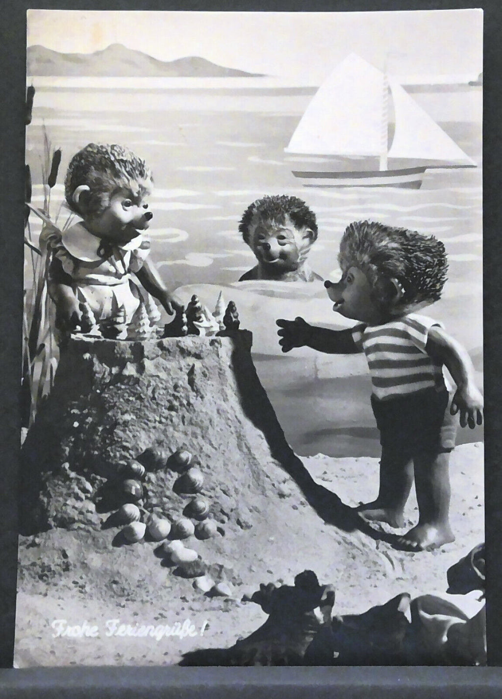 Frohe Feriengrüße Igel Strand Schiff JW 410175 F