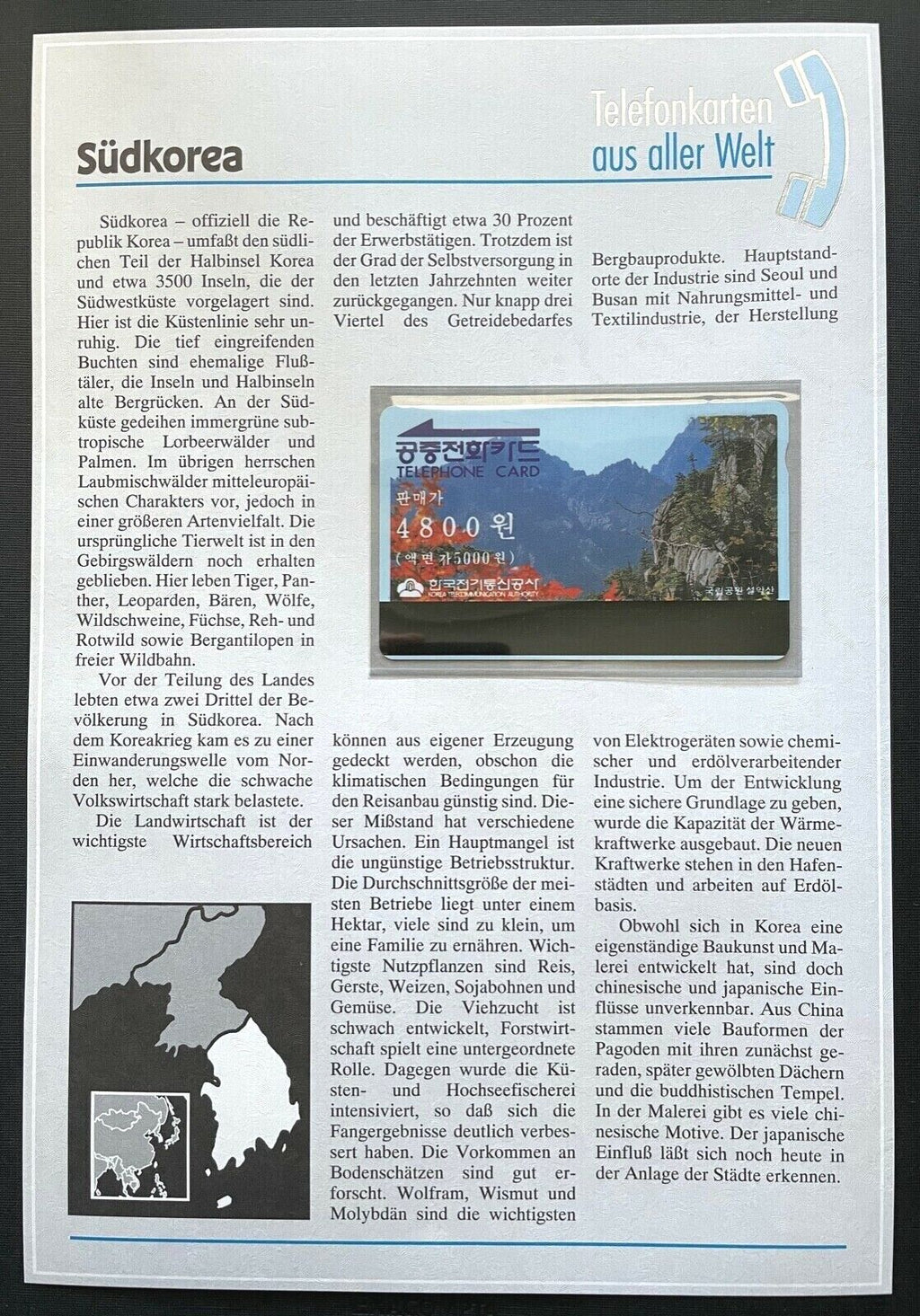 Telefonkarte Südkorea Telephone Card Asien 410338