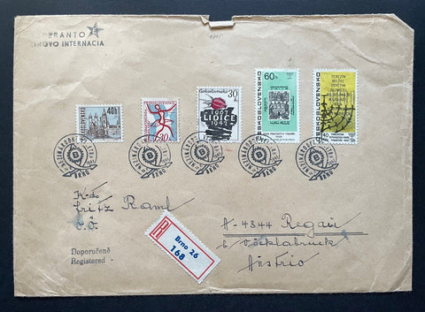 Brief Esperanto Pardubice CSSR OÖ Reco Brno26 1957 ca.22,9x16cm 410339