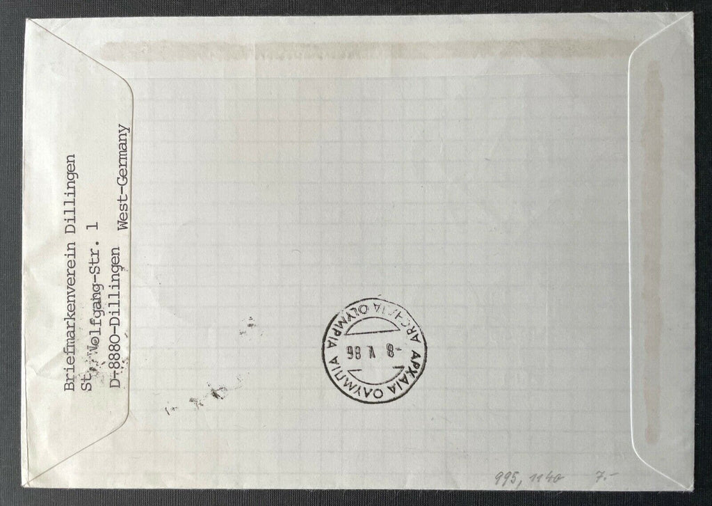 Brief Segelolympiade Kiel BRD Olympia GR Luftpost 1986 ca.16,1x11,3cm 410351