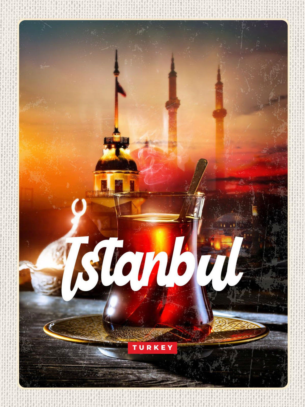 Schild Istanbul Turkey Türkei Tee Moschee 12x18 20x30 30x40 Blech od. Holz