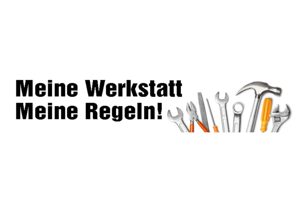 Schild Meine Werkstatt Regeln Werkzeug Techniker Bastler 46 x 10 Blech od. Holz