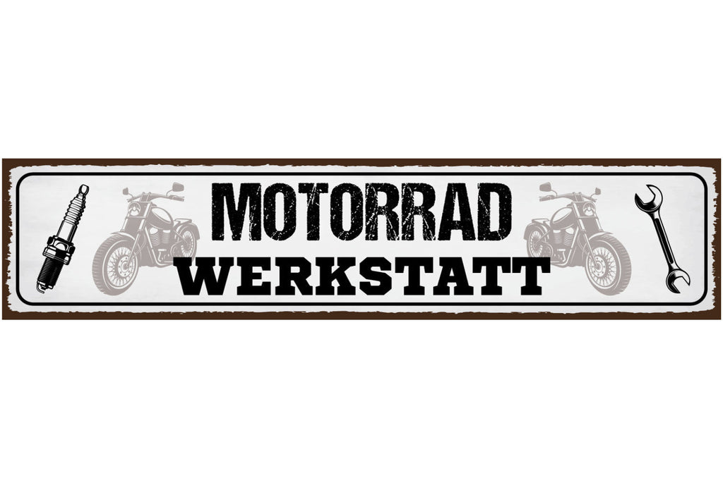 Schild Motorrad Werkstatt Mechaniker Bastler Bike Biker 46 x 10 Blech od.Holz