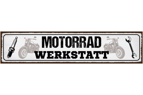 Schild Motorrad Werkstatt Mechaniker Bastler Bike Biker 46 x 10 Blech od.Holz