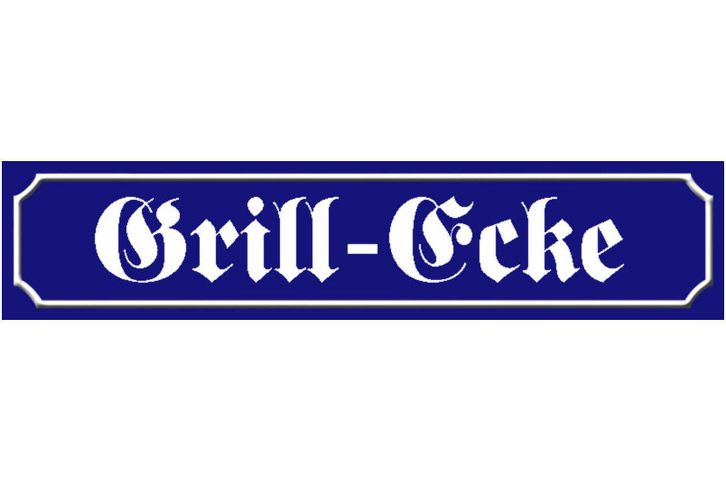 Schild Grill Ecke Grillen BBQ Griller Fleisch Ort Straße 46 x 10 Blech od. Holz