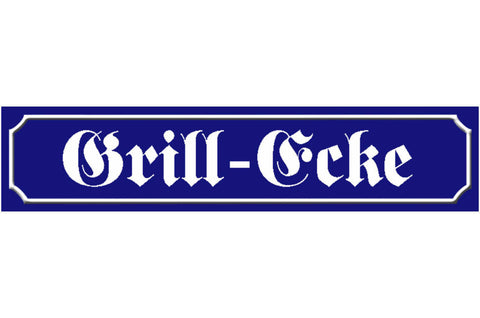 Schild Grill Ecke Grillen BBQ Griller Fleisch Ort Straße 46 x 10 Blech od. Holz