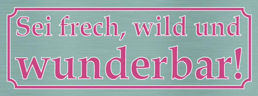 Schild Sei Frech Wild & Wunderbar Einzigartig Jung Aktiv 27 x 10 Blech od. Holz