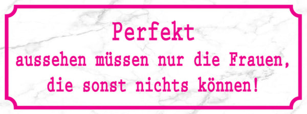 Schild Perfekt Aussehen Müssen Nur Die Frauen Die Sonst Nichts Können 27x10