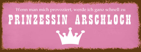 Schild Wenn Man Mich Provoziert Werde Ich Ganz Schnell Zu Prinzessin Arschloch