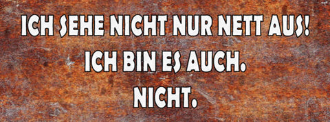 Schild Ich Sehe Nicht Nur Nett Aus Ich Bin Es Auch Nicht 27 x 10 Blech od. Holz