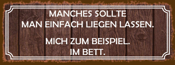 Schild Manches Sollte Man Liegen Lassen Mich Zum Beispiel Im Bett 27x10
