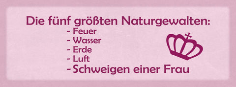 Schild Die 5 Größten Naturgewalten Feuer Wasser Erde Luft Schweigen Einer Frau