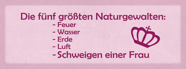 Schild Die 5 Größten Naturgewalten Feuer Wasser Erde Luft Schweigen Einer Frau