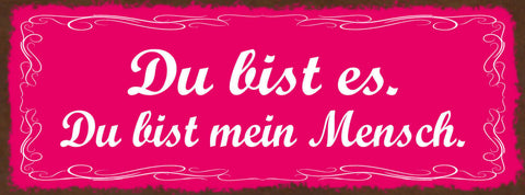 Schild Du Bist Es Du Bist Mein Mensch Liebe Beziehung Paar 27x10 Blech od.Holz