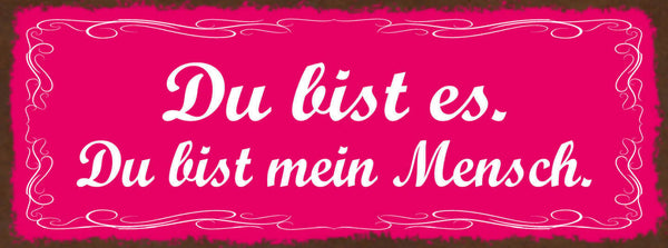 Schild Du Bist Es Du Bist Mein Mensch Liebe Beziehung Paar 27x10 Blech od.Holz
