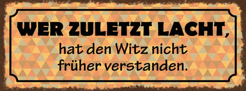 Schild Wer Zuletzt Lacht Hat Den Witz Nicht Früher Verstanden Lachen 27x10