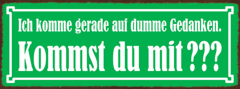 Schild Ich Komme Gerade Auf Dumme Gedanken Kommst Du Mit 27x10 Blech od.Holz