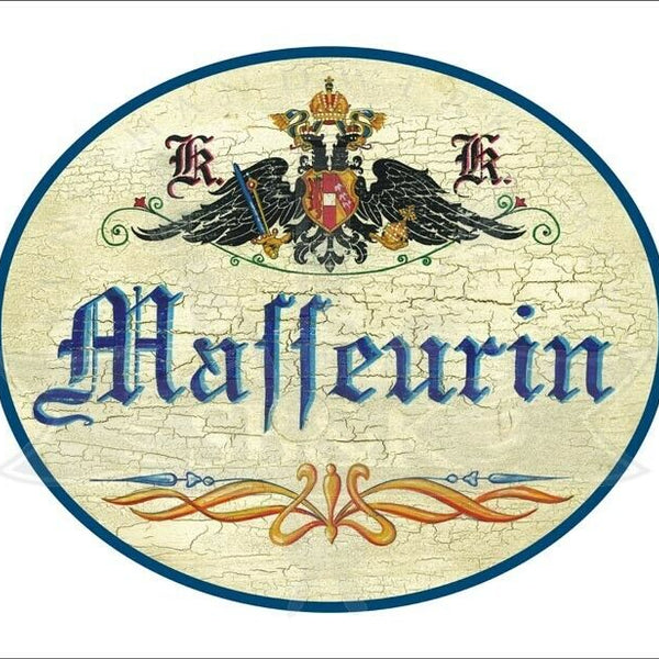 KuK Nostalgie Holzschild - Masseurin - Ornament TH