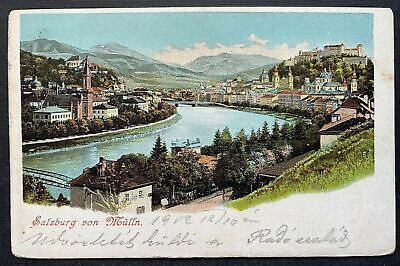 Salzburg von Mülln Salzach Fluss Brücke Festung Burg Kirche Österreich 410855 TH
