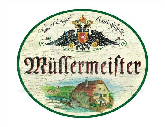 KuK Nostalgie Holzschild - Landesbefugter Müllermeister - Mühle TH