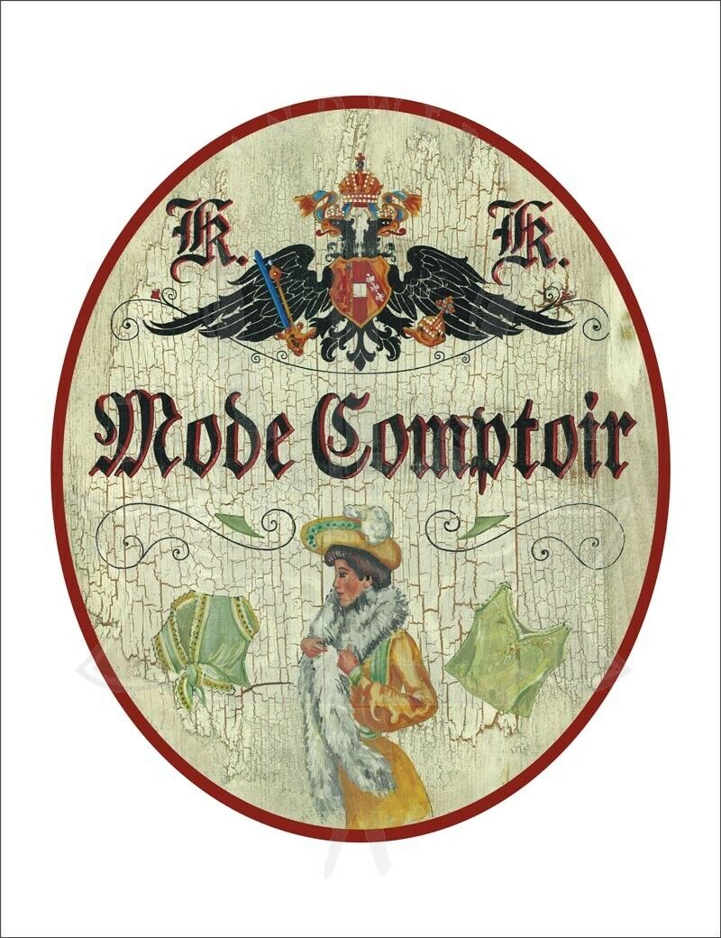 KuK Nostalgie Holzschild - Mode Comptoir - Elegante Frau TH