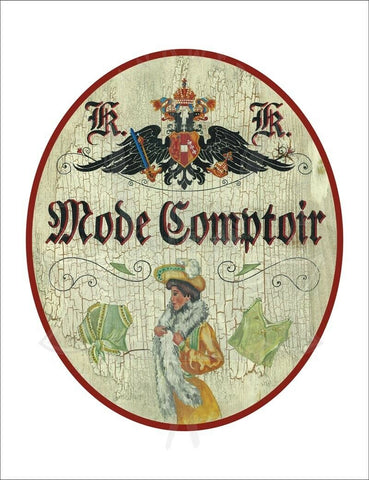 KuK Nostalgie Holzschild - Mode Comptoir - Elegante Frau TH