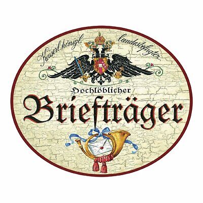 KuK Nostalgie Holzschild Briefräger Briefträgerin