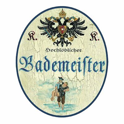 KuK Nostalgie Holzschild Bademeister Badefrau
