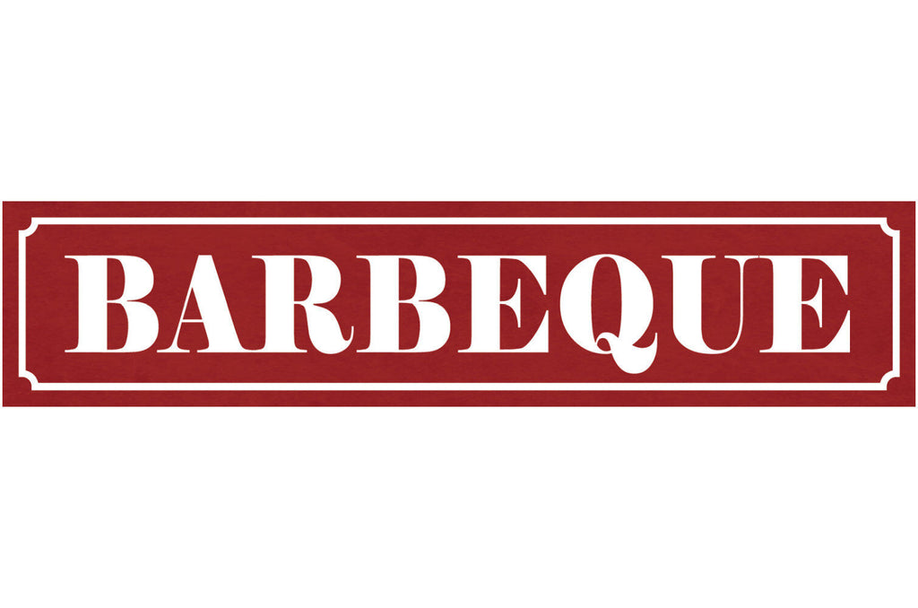 Schild Barbeque BBQ Grillen Grill Garten Fleisch Griller 46 x 10 Blech od. Holz