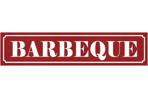 Schild Barbeque BBQ Grillen Grill Garten Fleisch Griller 46 x 10 Blech od. Holz