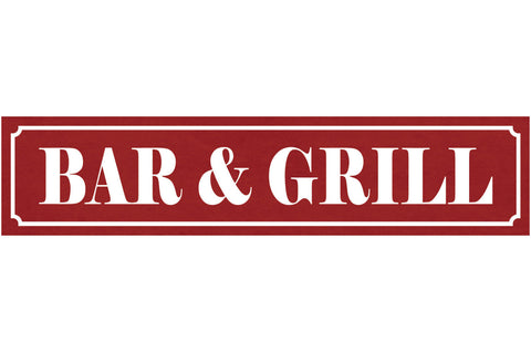 Schild Bar & Grill BBQ Grillen Grill Griller Alkohol Bier 46 x 10 Blech od. Holz
