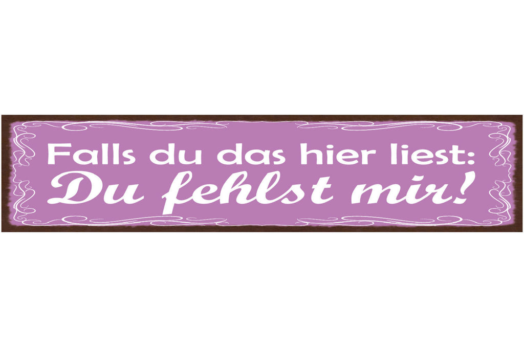 Schild Falls Du Das Hier Liest Du Fehlst Mir Liebe Vermissen 46x10 Blech od.Holz