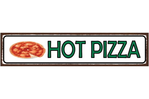 Schild Hot Pizza Fast Food Restaurant Italien Snack 46 x 10 Blech od. Holz