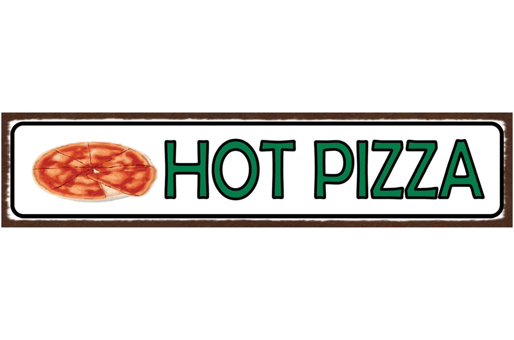 Schild Hot Pizza Fast Food Restaurant Italien Snack 46 x 10 Blech od. Holz