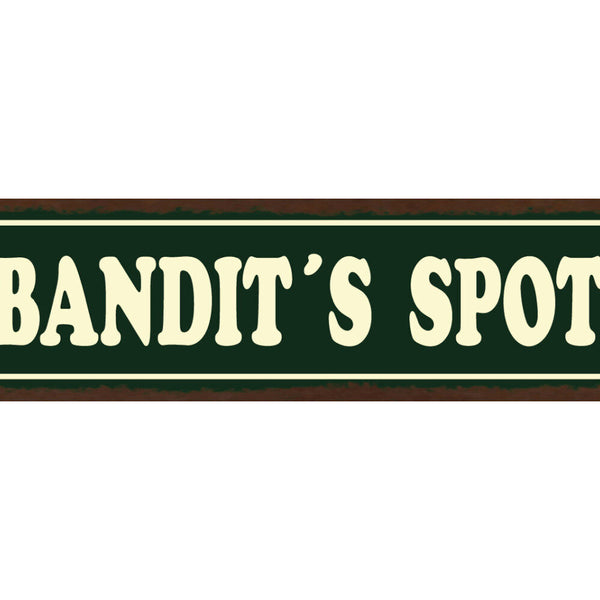 Schild Bandit's Spot Hund Platz Haus Tier Liebe Pfote 46 x 10 Blech od. Holz